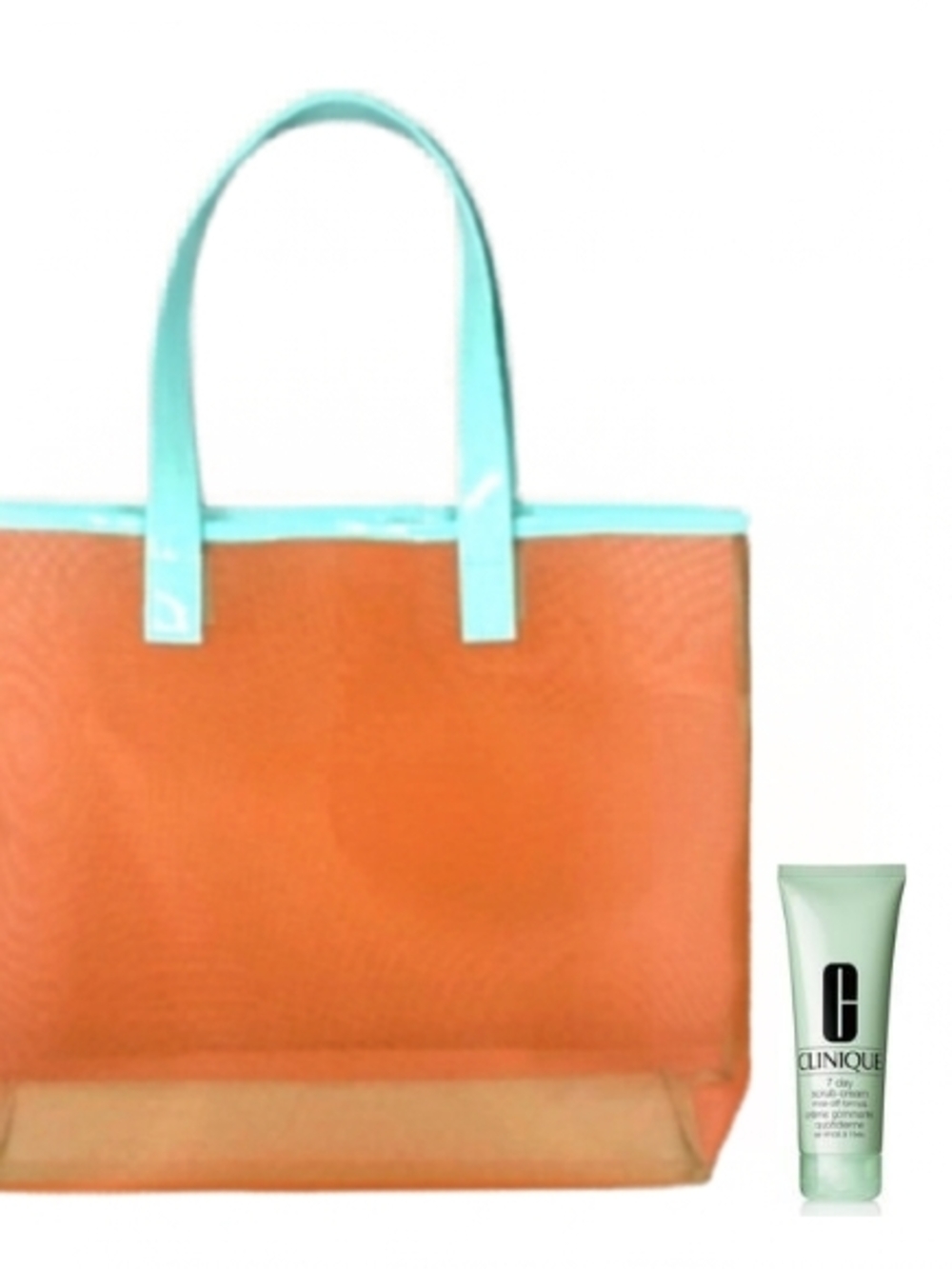 Clinique 7 Day Scrub with Orange Tote And Aqua Trim